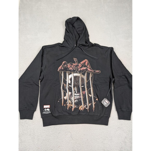 Marvel Civil Regime Deadpool Wolverine Hoodie Mens 2XL Black Roses From Concrete